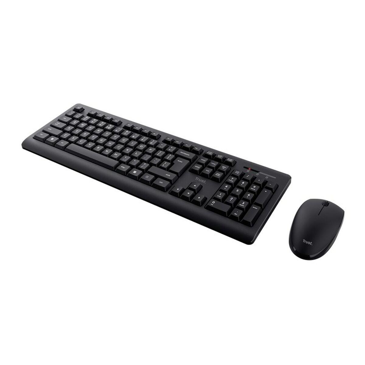 Tastatur og trådløs mus Trust Primo Sort Monochrome Engelsk EEUU Qwerty US