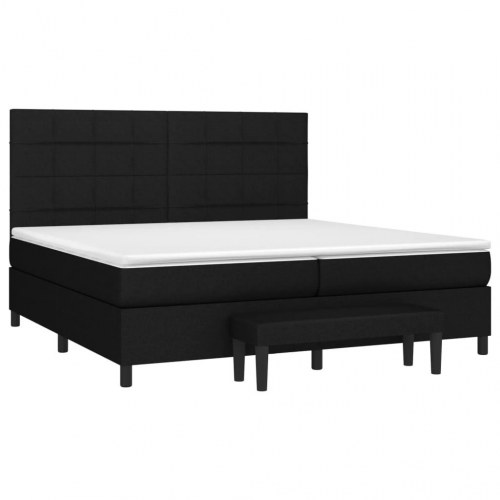 Kontinentalseng med madras 200x200 cm - stof, sort