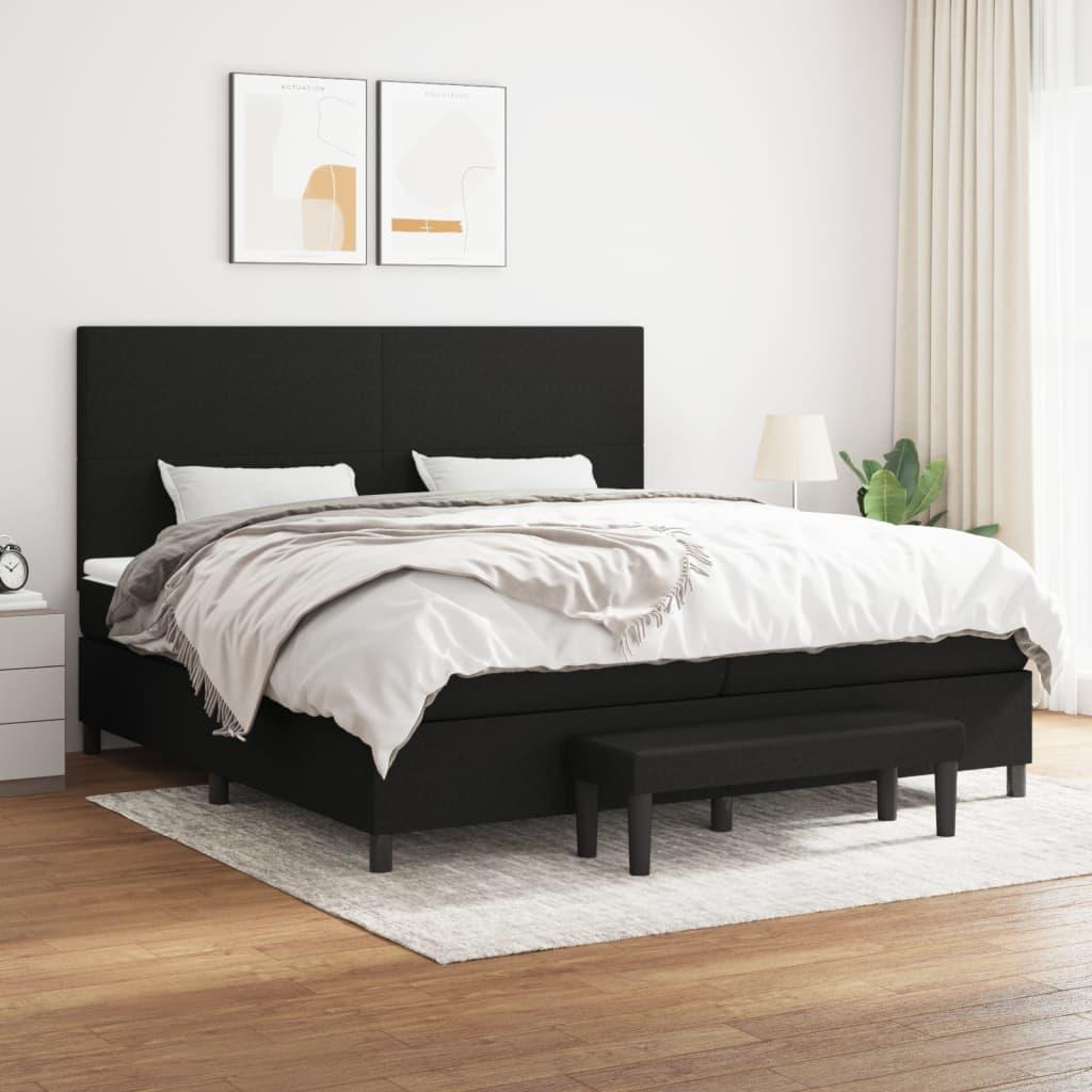 Kontinentalseng med madras 200x200 cm stof sort billede