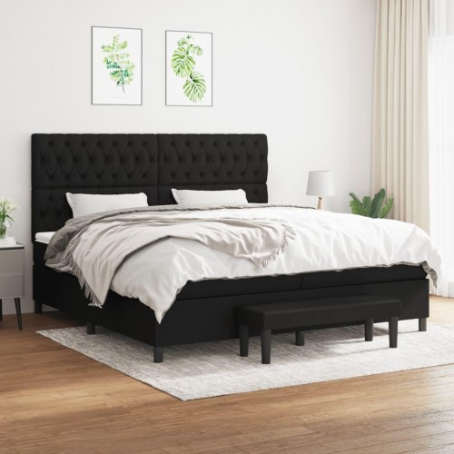 Kontinentalseng med madras 200 × 200 cm - stof, sort