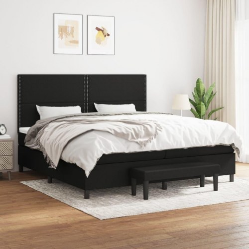 Kontinentalseng med madras 200×200 cm - stof, sort