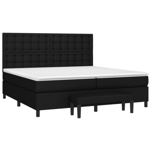 Kontinentalseng med madras 200 x 200 cm - stof, sort