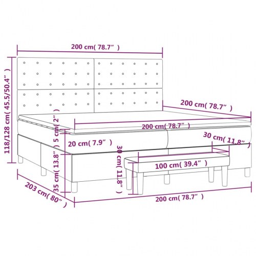 Kontinentalseng med madras 200 x 200 cm - stof, sort