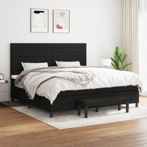 Kontinentalseng med madras 200×200 cm - stof, sort
