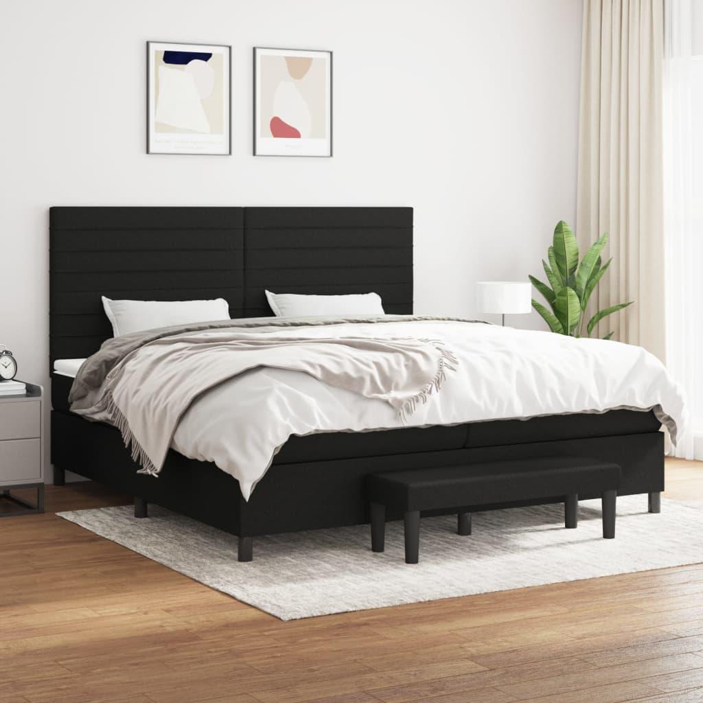 Kontinentalseng med madras 200×200 cm - stof, sort