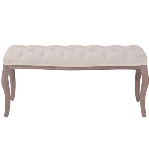 Bænk lærred massivt træ 110 x 38 x 48 cm cremehvid