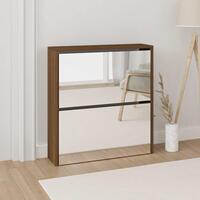 Skoskab med spejl 2 hylder 63x17x67 cm brun egetræ