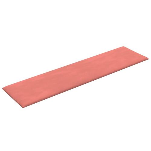 Vægpaneler 12 stk. 60x15 cm 1,08 m² fløjl lyserød