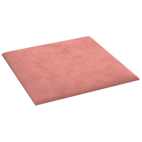Vægpaneler 12 stk. 30x30 cm 1,08 m² fløjl Lyserød