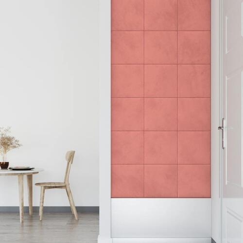 Vægpaneler 12 stk. 30x30 cm 1,08 m² fløjl Lyserød