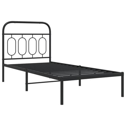 Sengeramme med sengegavl 90x200 cm metal sort