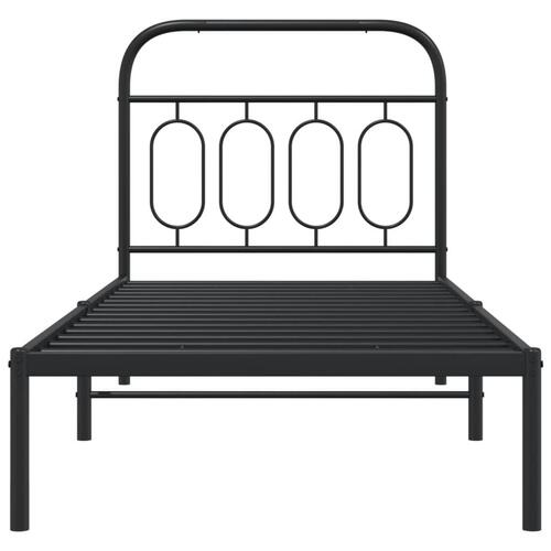 Sengeramme med sengegavl 90x200 cm metal sort