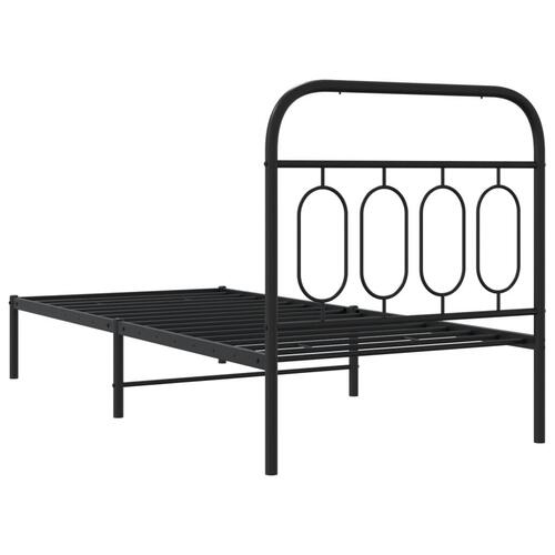 Sengeramme med sengegavl 90x200 cm metal sort