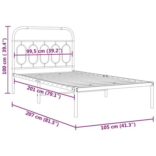 Sengeramme med sengegavl 100x200 cm metal sort