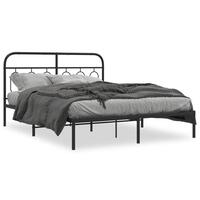 Sengeramme med sengegavl 150x200 cm metal sort