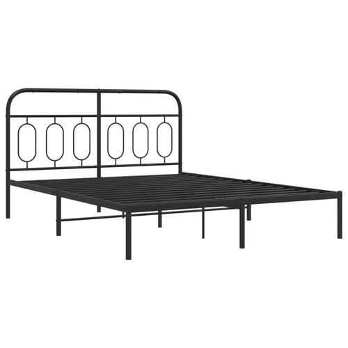 Sengeramme med sengegavl 150x200 cm metal sort