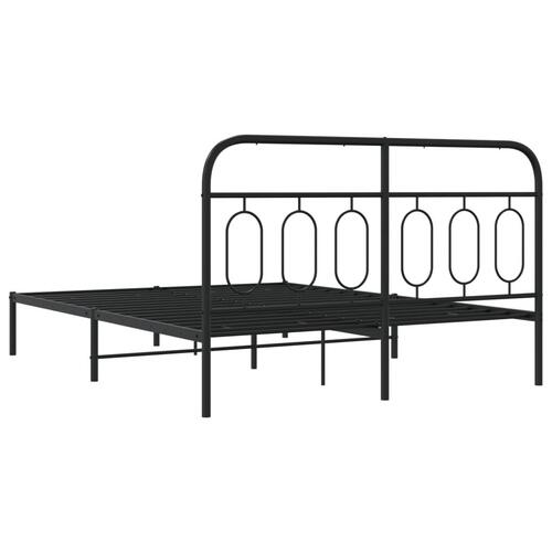 Sengeramme med sengegavl 150x200 cm metal sort