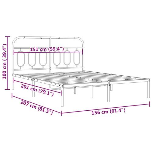 Sengeramme med sengegavl 150x200 cm metal sort