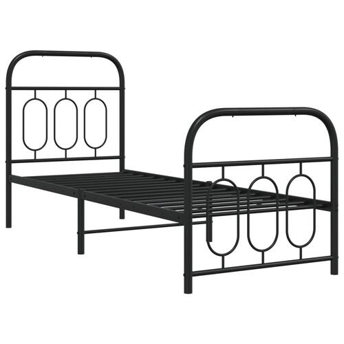 Sengeramme med sengegavl og fodgærde 75x190 cm metal sort
