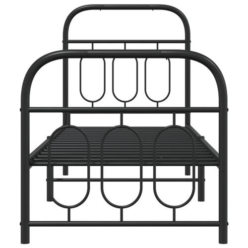 Sengeramme med sengegavl og fodgærde 75x190 cm metal sort