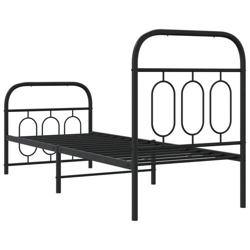 Sengeramme med sengegavl og fodgærde 75x190 cm metal sort