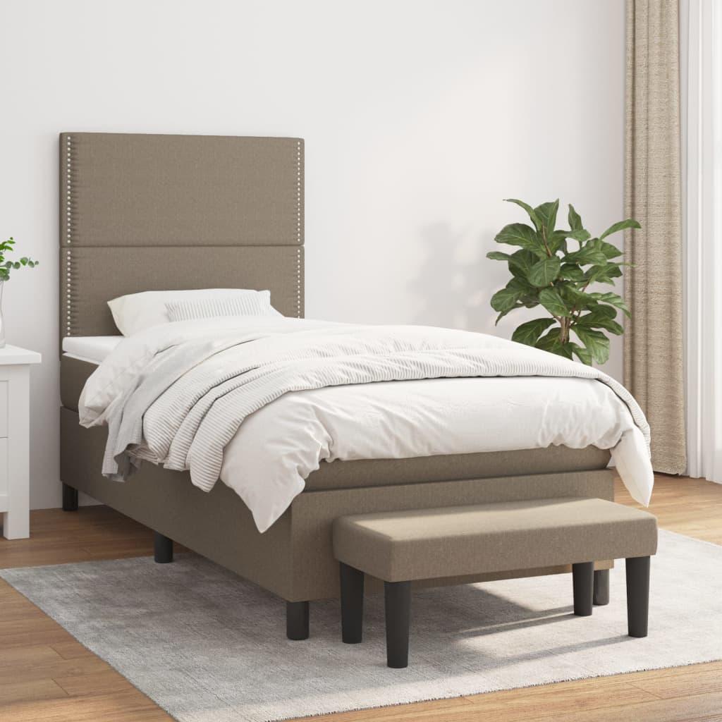 Kontinentalseng med madras 90x190 cm stof gråbrun billede