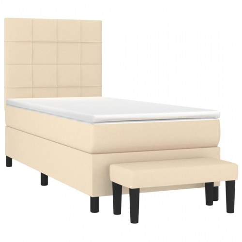 Kontinentalseng med madras 100×200 cm - stof, cremefarvet