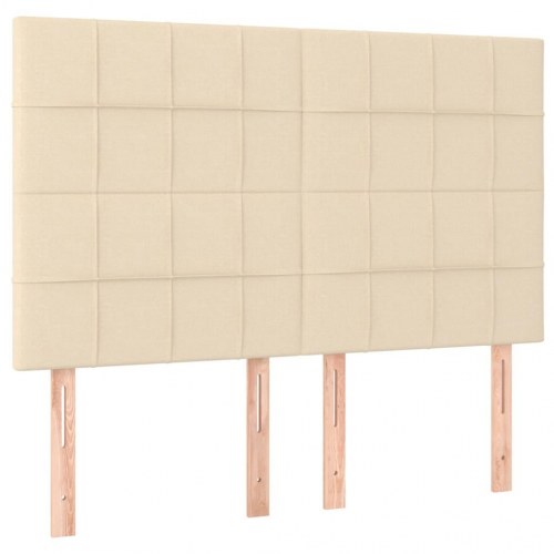 Kontinentalseng med madras 140x190 cm - stof, cremefarvet