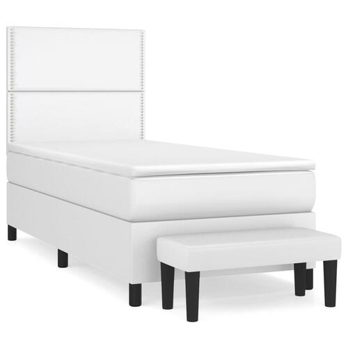 Kontinentalseng med madras 90x200 cm kunstlæder hvid