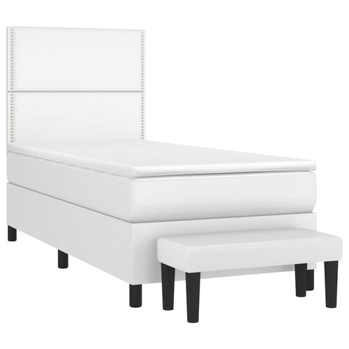 Kontinentalseng med madras 90x200 cm kunstlæder hvid