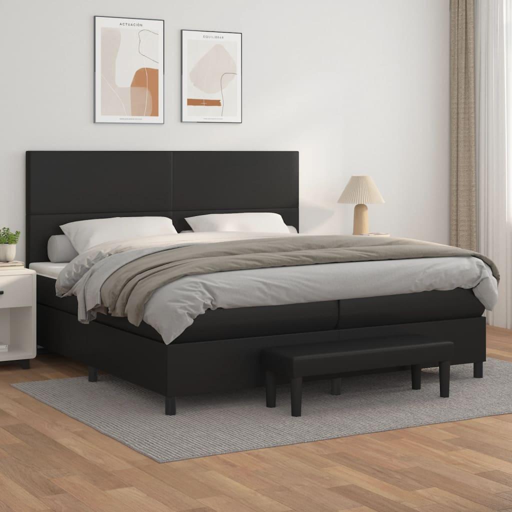 Kontinentalseng med madras 200x200 cm kunstlæder sort