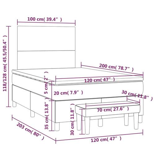 Kontinentalseng med madras 120x200 cm kunstlæder grå