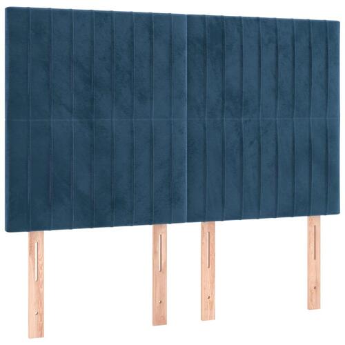 Kontinentalseng med madras 140x190 cm fløjl mørkeblå