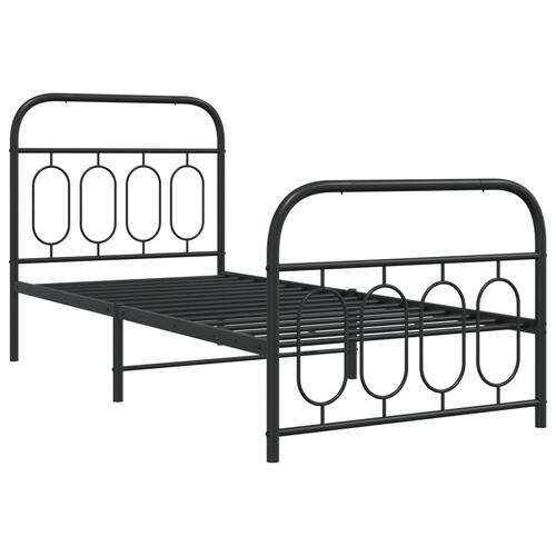 Sengeramme med sengegavl og fodgærde 90x190 cm metal sort