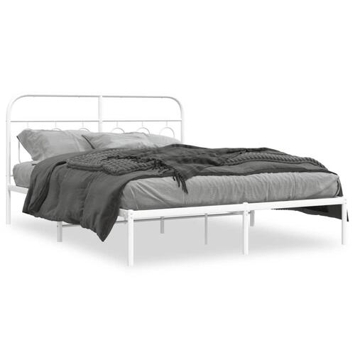 Sengeramme med sengegavl 140x200 cm metal hvid