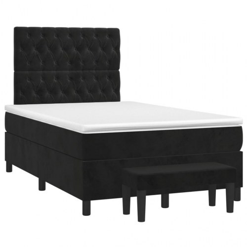 Kontinentalseng med madras 120x190 cm - velour, sort