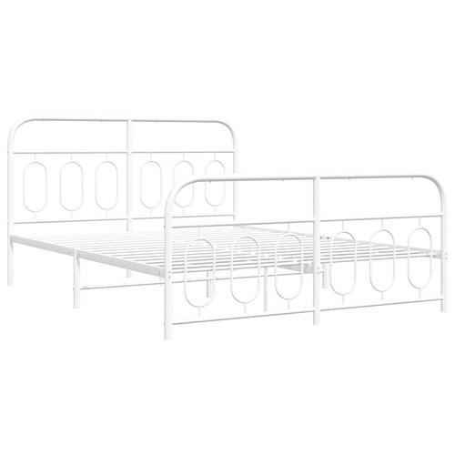 Sengeramme med sengegavl og fodgærde 150x200 cm metal hvid