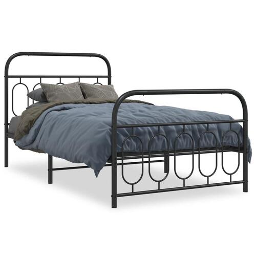 Sengeramme med sengegavl og fodgærde 107x203 cm metal sort