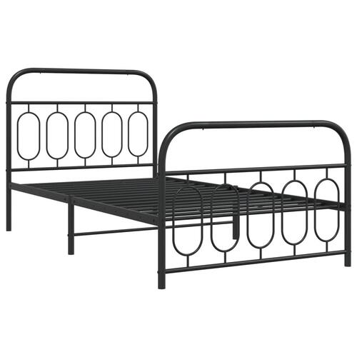 Sengeramme med sengegavl og fodgærde 107x203 cm metal sort