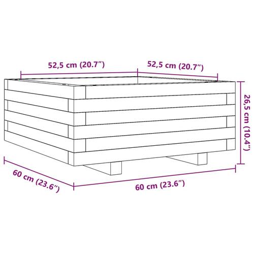 Plantekasse 60x60x26,5 cm massivt fyrretræ