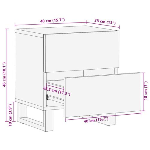 Sengebord 40x33x46 cm massivt genbrugstræ