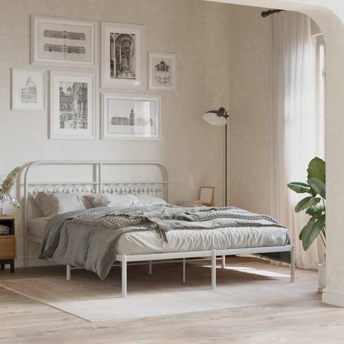 Sengegavl 160 cm metal hvid