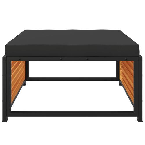 Haveskammel med hynde 68x68x30 cm massivt akacietræ