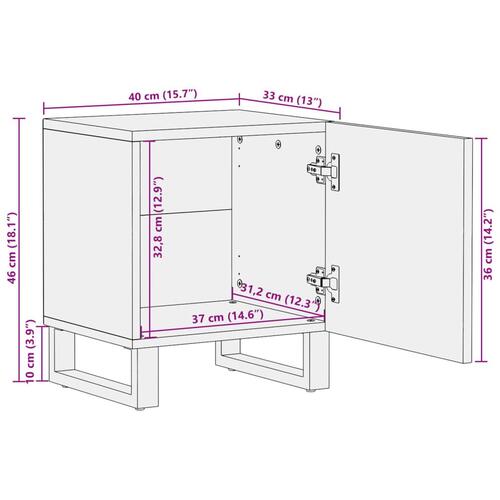 Sengebord 40x34x46 cm massivt bleget mangotræ