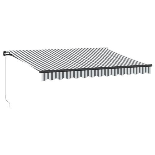Markise m. LED 350x250 cm manuel betjening antracitgrå og hvid