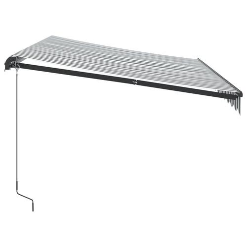 Markise m. LED 350x250 cm manuel betjening antracitgrå og hvid