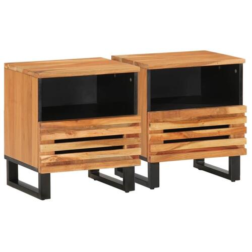 Sengeborde 2 stk. 40x34x46 cm massivt akacietræ