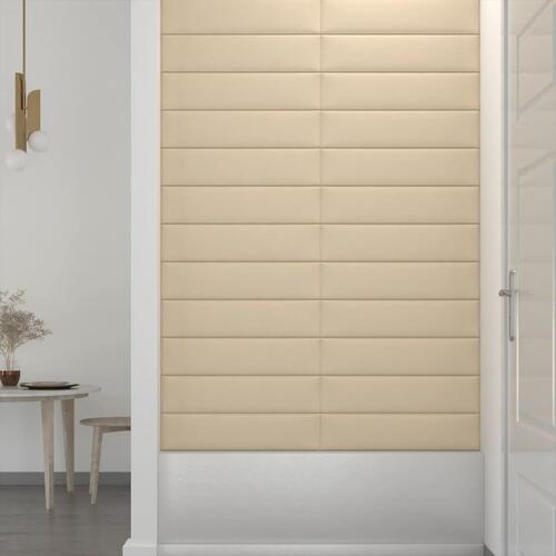 Vægpaneler 12 stk. 60x15 cm 1,08 m² stof cremefarvet