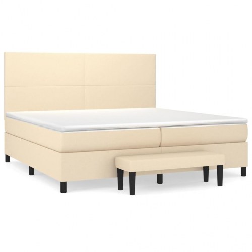 Kontinentalseng med madras 200×200 cm - stof, cremefarvet