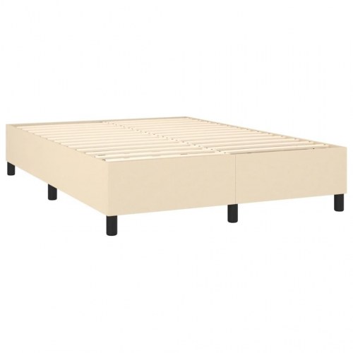 Kontinentalseng med madras 140×190 cm - cremefarvet stof inkl. topmadras og bænk